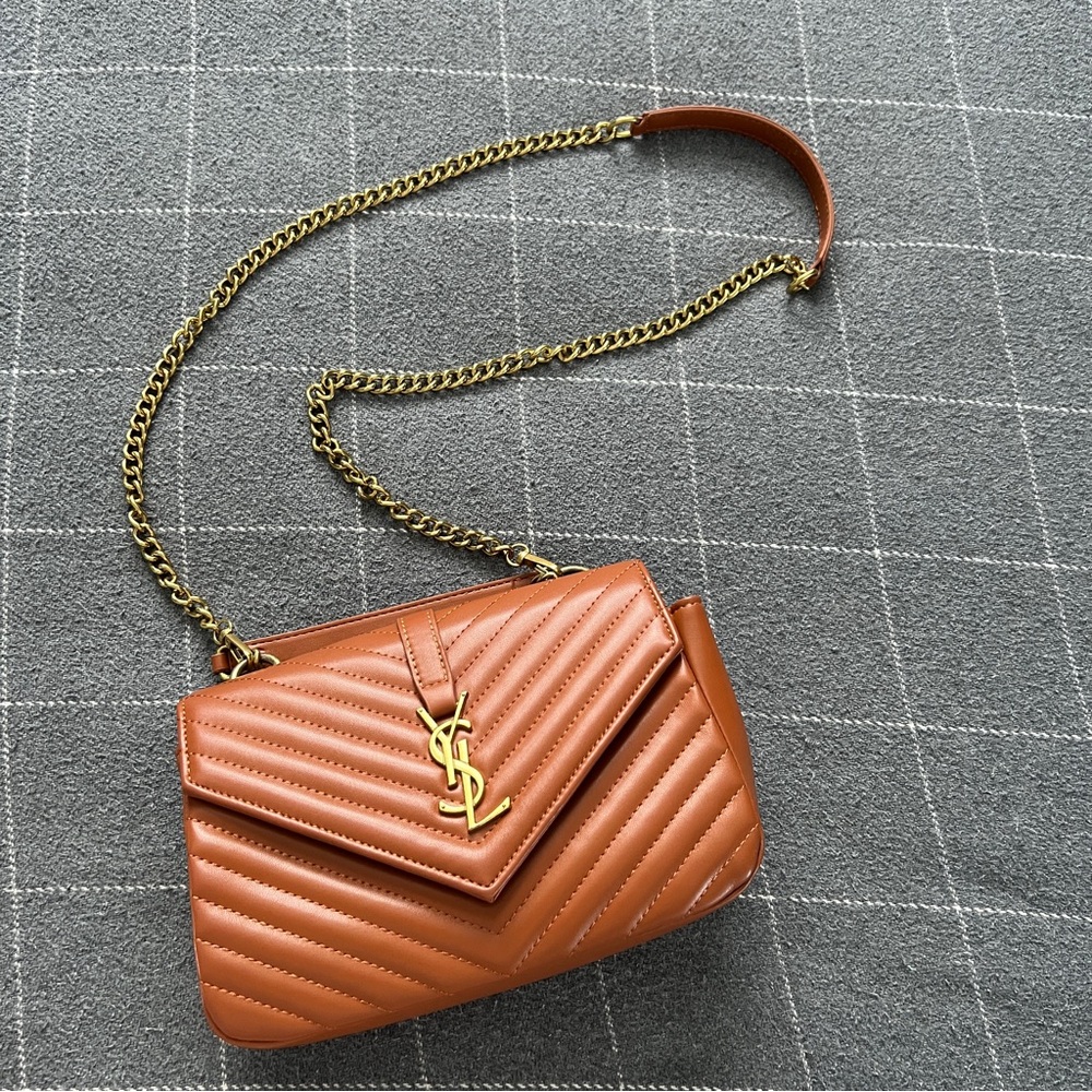 ✨YSL✨Brown Crossbody Bag with Chevron Quilting